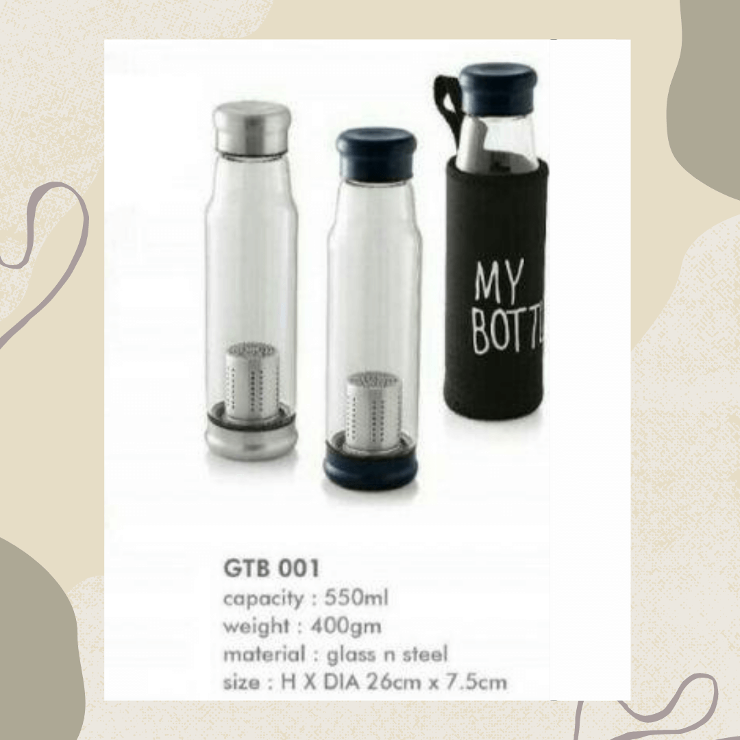 BeHome Glass and Steel Water Bottle GTB001