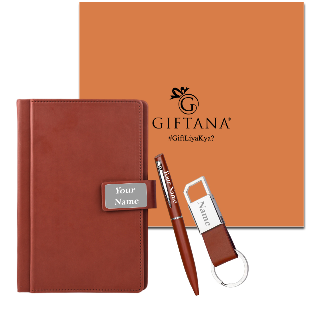 Giftana Leather Magnet Organizer Diary Pen Keychain Corporate Gift Set