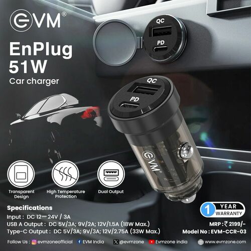 EVM EnPlug 51W Car Charger EK1246