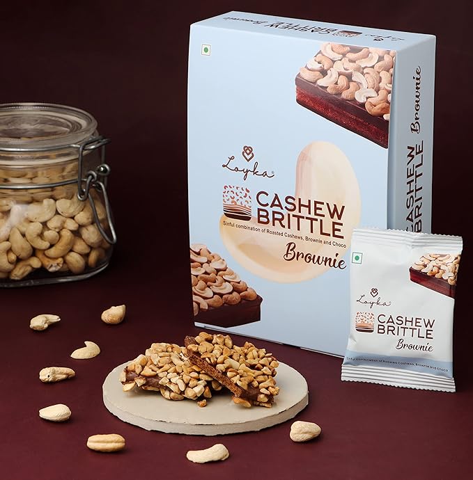 Loyka Cashew Brittle Brownie Box - 12 pcs  Premium Chocolate Gift Hamper